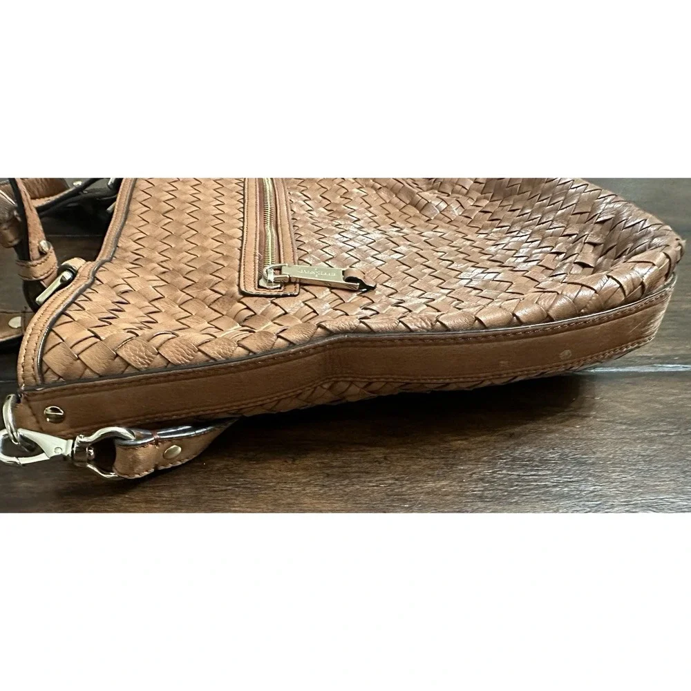 Cole Haan Brown Woven Leather Lined Shoulder Tote‎ Boho